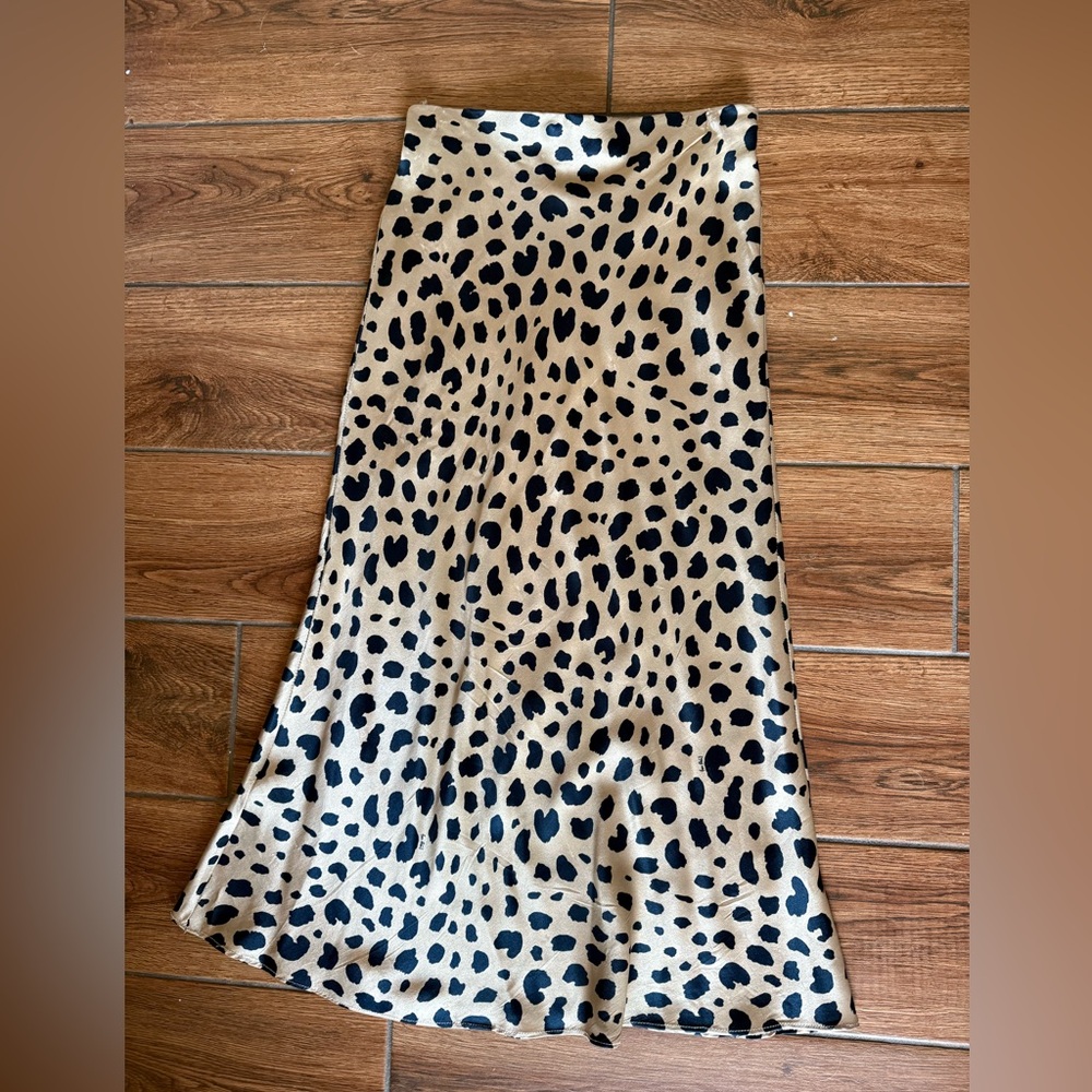 Rèalisation Par 100% silk leopard print skirt